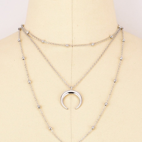 🍁4/$25🍁New Moon Pendant Layered Necklace - Picture 2 of 3